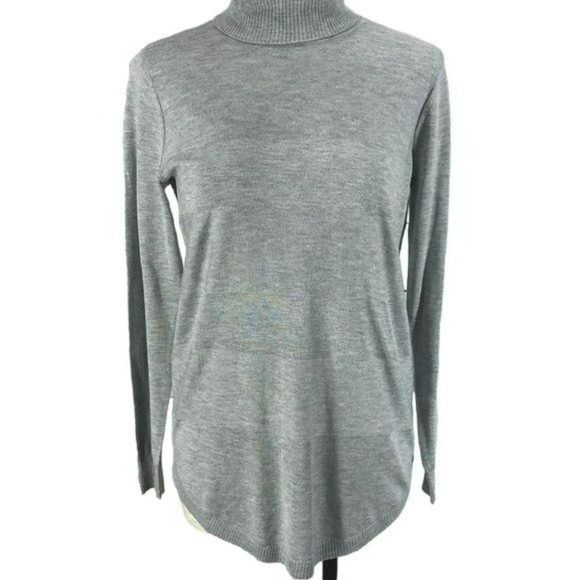 Apt.9 Heather Grey Light Stripe Turtleneck Sweater Size Small - Picture 1 of 8